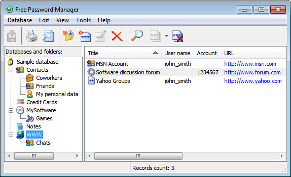 Free Password Manager is a freeware program to protect your personal data.