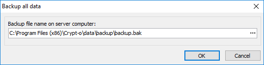 The Backup data window