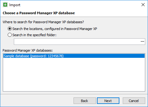 Import Password Manager XP database