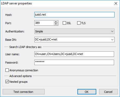 LDAP server properties