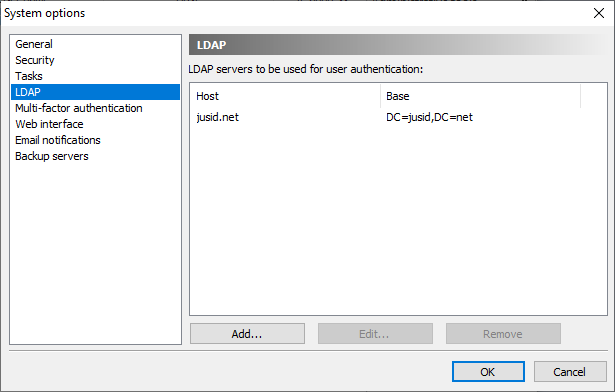 LDAP servers configuration