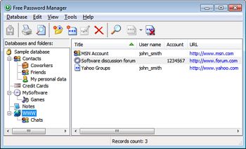 Free Password Manager main window